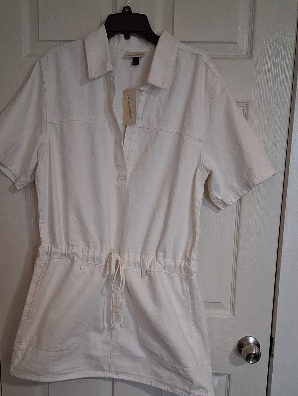 Womens White Denim Tunic Dress